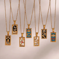 tarot card jewelry tarot pendant necklaces for women gold witch jewelry enamel pendant necklaces