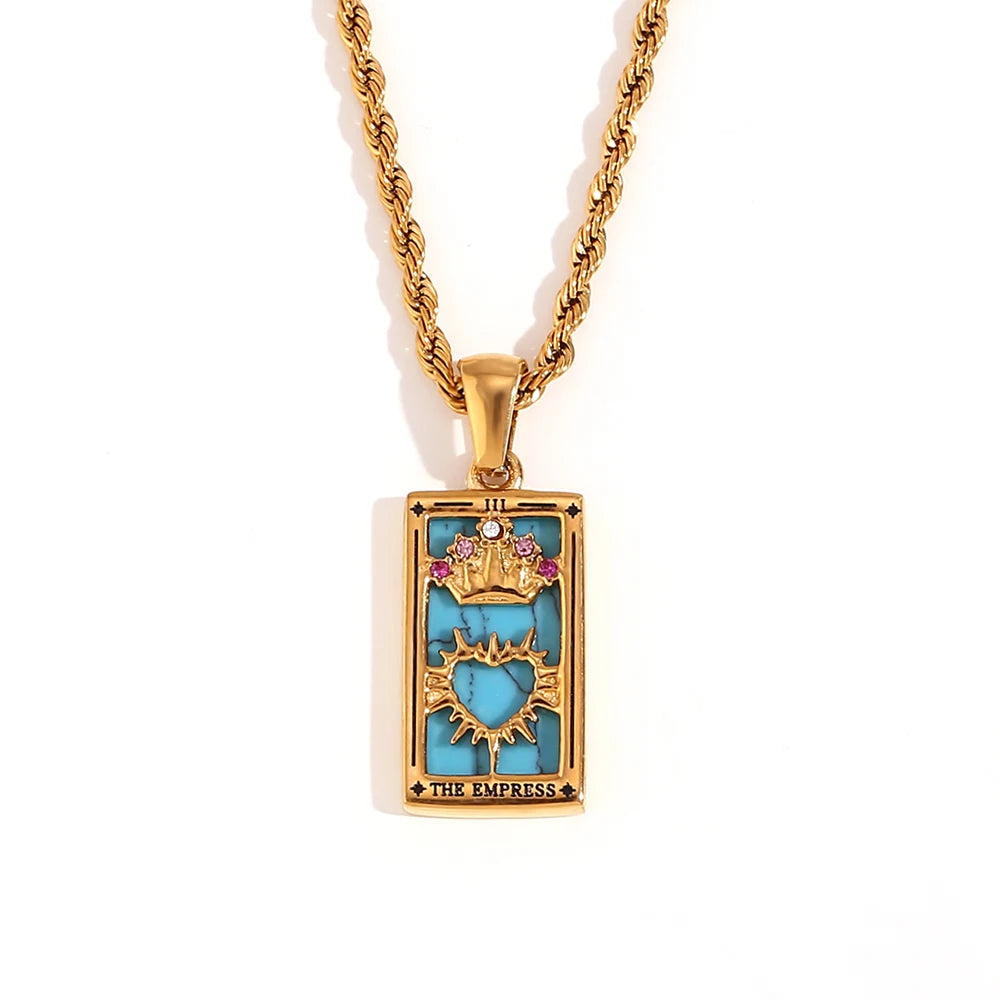 tarot card jewelry tarot pendant necklaces for women gold witch jewelry enamel pendant necklaces