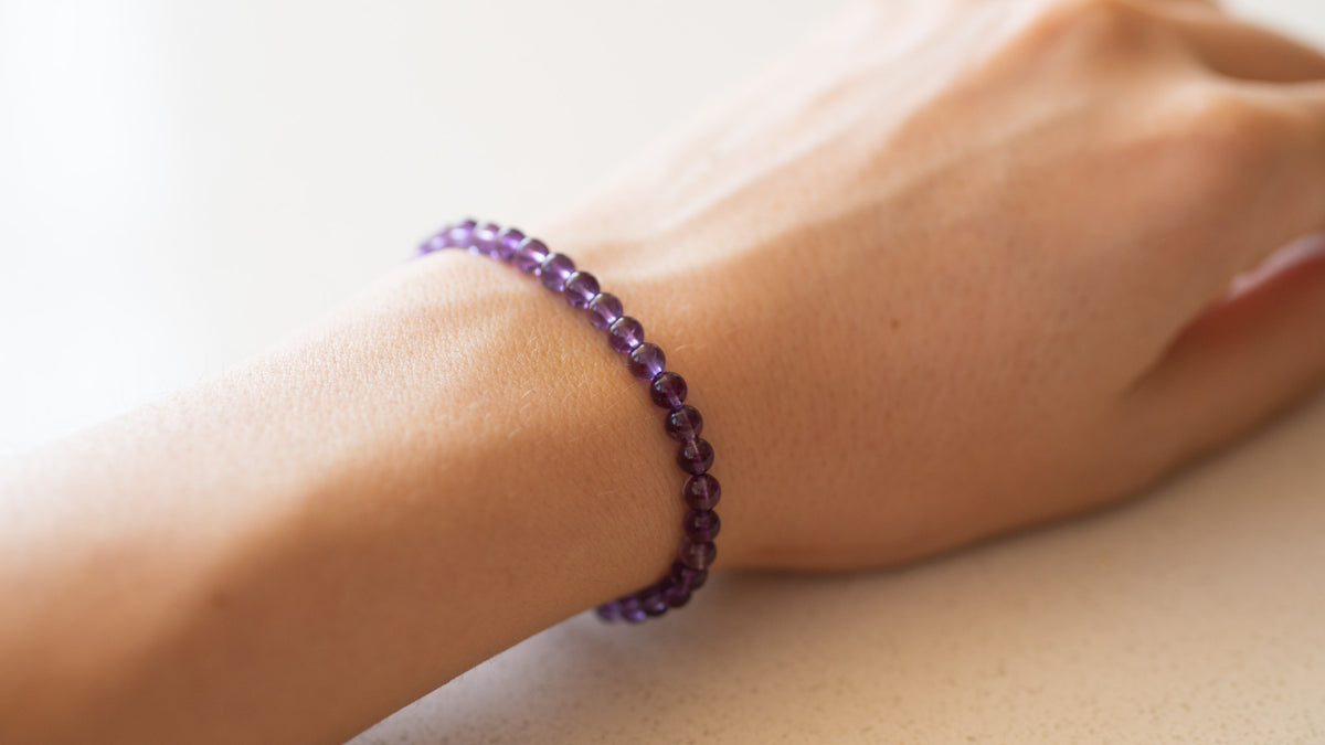 amethyst crystal genuine gemstone beading stacking bracelets crystal jewelry