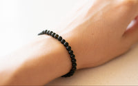 obsidian beaded bracelet energy clearing gemstone crystal jewelry black beads stacking bracelets for women