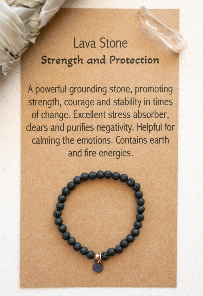 lava stone beaded bracelet negative energy clearing jewelry black lava beads