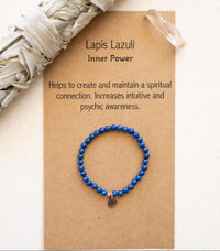 Lapis lazuli beaded bracelet natural blue gemstones lapis crystal jewelry stacking bracelets for women