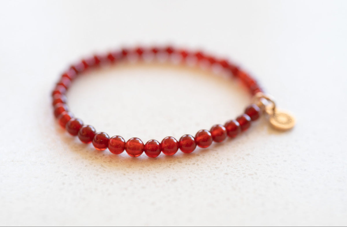 Red gemstone jewelry carnelian crystals beaded stacking bracelets for good luck manifestation gemstone