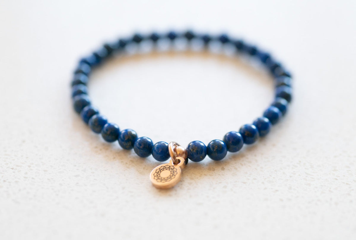 Lapis lazuli beaded bracelet natural blue gemstones lapis crystal jewelry stacking bracelets for women