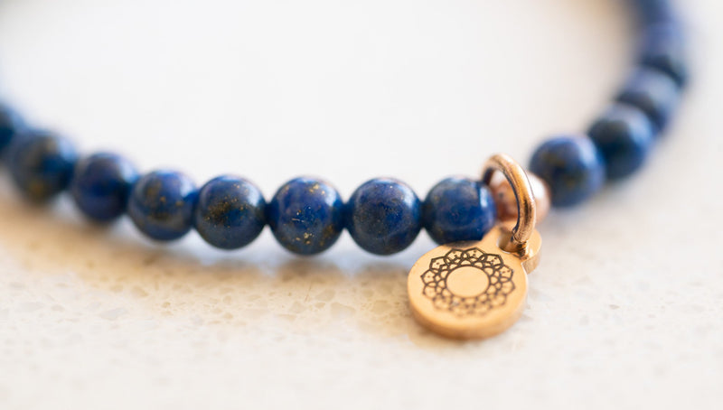 Lapis lazuli beaded bracelet natural blue gemstones lapis crystal jewelry stacking bracelets for women