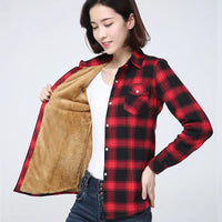 plaid button down womens fleece lined shirts winter clothing for women