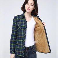 plaid button down womens fleece lined shirts winter clothing for women