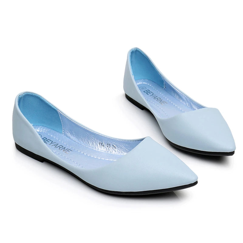 pointy toe leather flats for women