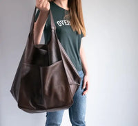 oversized tote bag faux leather bags huge tote bags for women brown leather shoulder bag purses for errands large capacity stylish bags