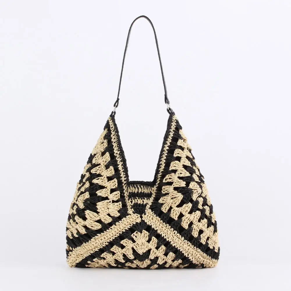 woven summer tote shoulder bag for women brown casual tote bag summer purse