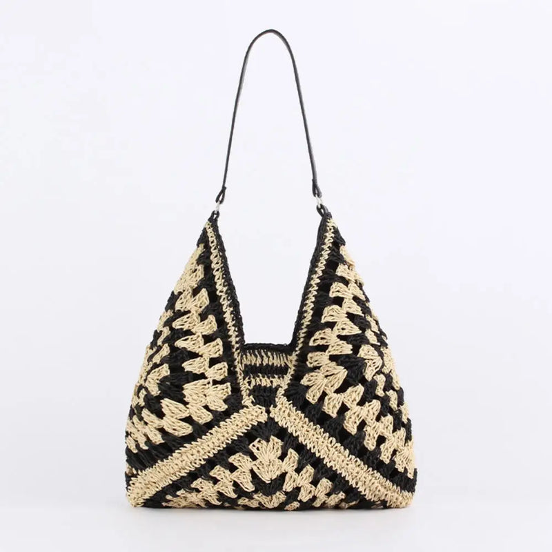 woven summer tote shoulder bag for women brown casual tote bag summer purse