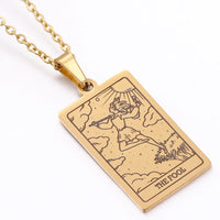 gold tarot card necklace witch jewelry for women tarot deck pendants gold metaphysical necklaces