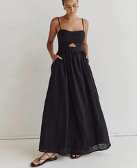 black maxi dress women's summer dresses casual black dress spaghetti strap long dress