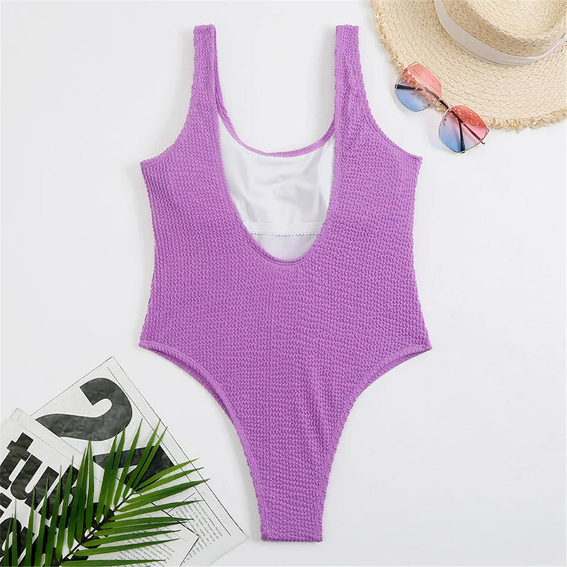 ribbed stretchy one piece swimsuit womens swimwear plain one-piece neon swimsuits