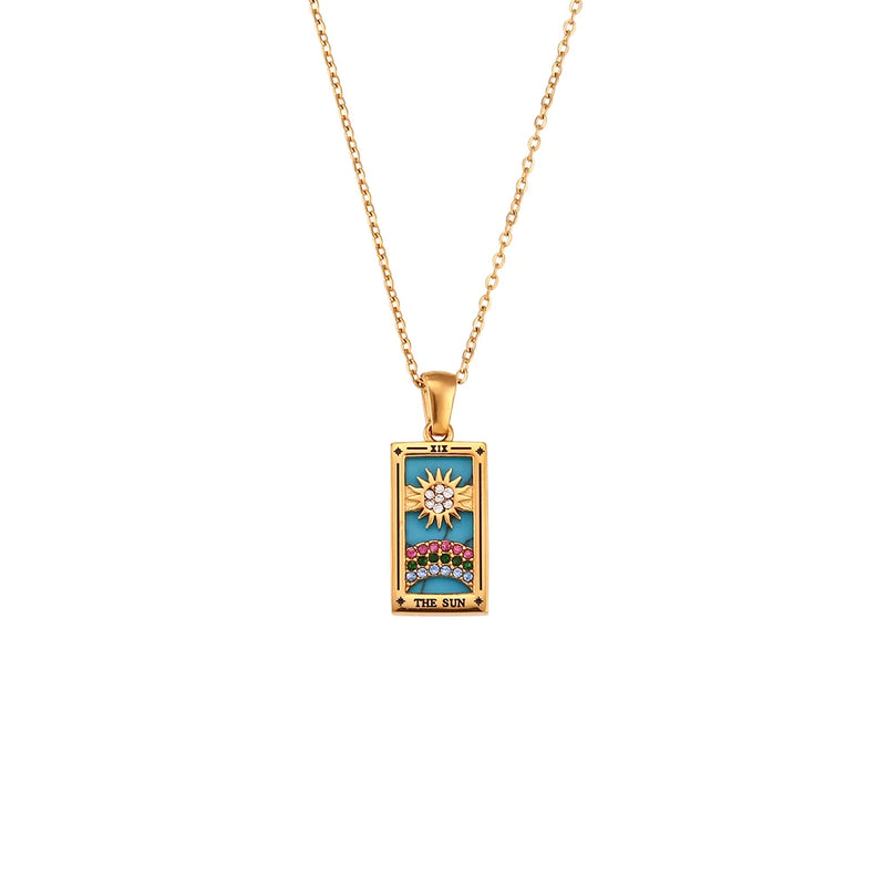 tarot card jewelry tarot pendant necklaces for women gold witch jewelry enamel pendant necklaces