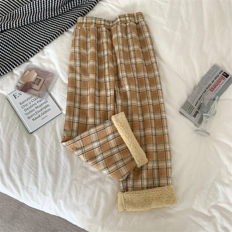 fleece lined pants women winter pants cozy loungewear for women warm winter house pants plaid pants