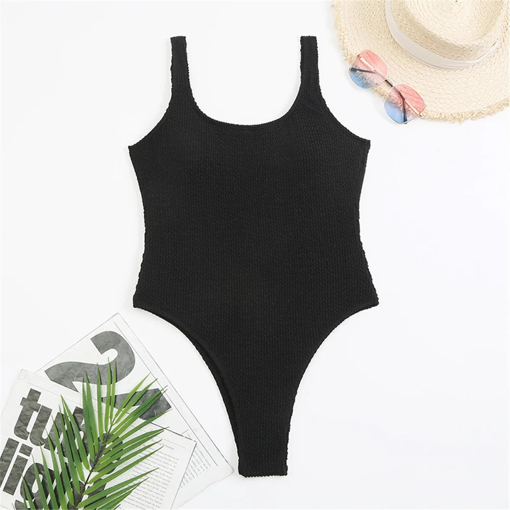 ribbed stretchy one piece swimsuit womens swimwear plain one-piece neon swimsuits