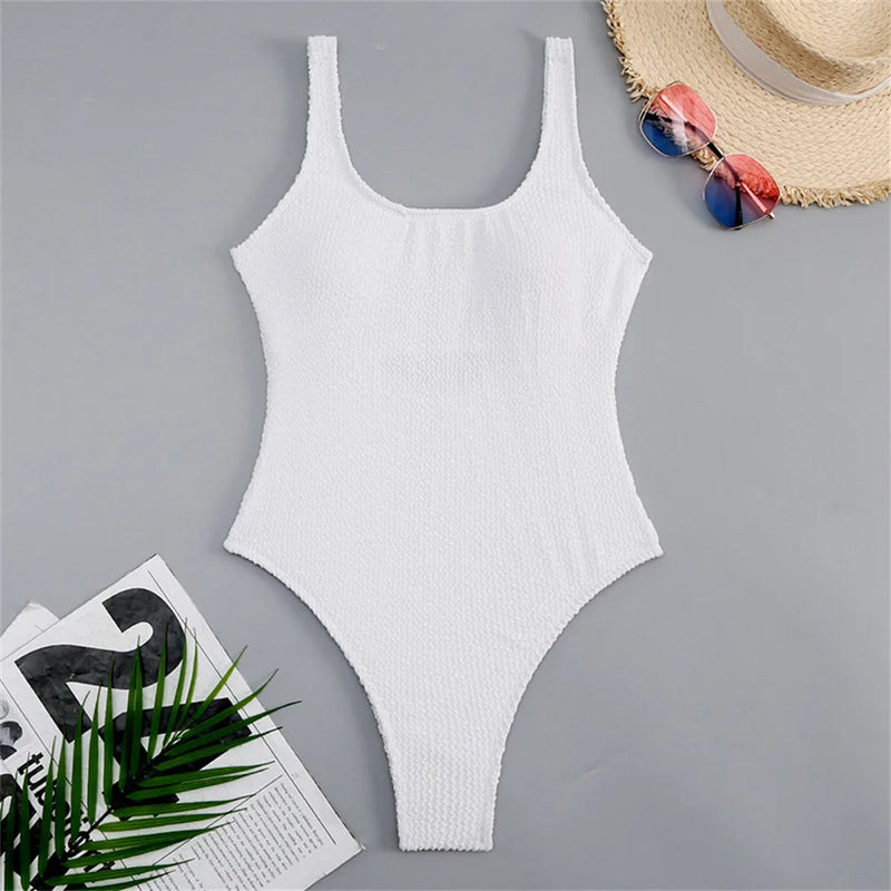 ribbed stretchy one piece swimsuit womens swimwear plain one-piece neon swimsuits