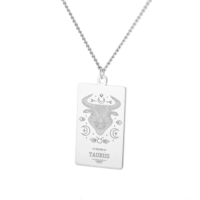 taurus silver zodiac necklaces for women zodiac sign pendants gold and silver flat pendants witch jewelry star sign necklaces