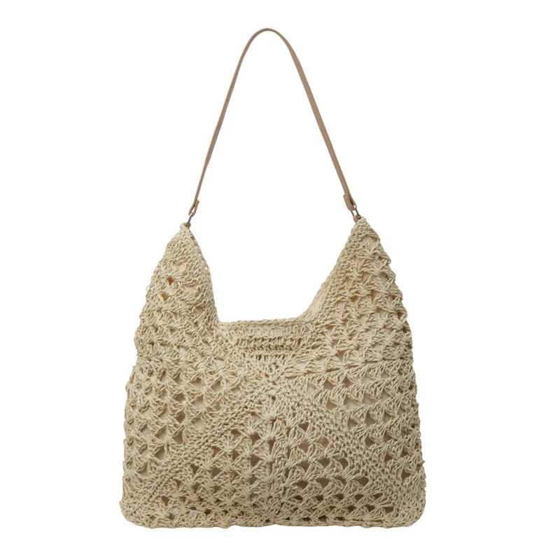 woven summer tote shoulder bag for women brown casual tote bag summer purse