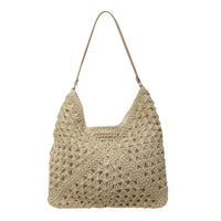 woven summer tote shoulder bag for women brown casual tote bag summer purse