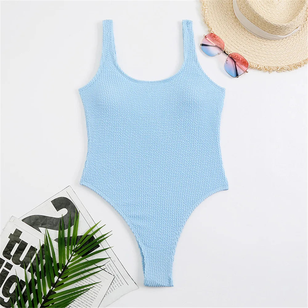 ribbed stretchy one piece swimsuit womens swimwear plain one-piece neon swimsuits