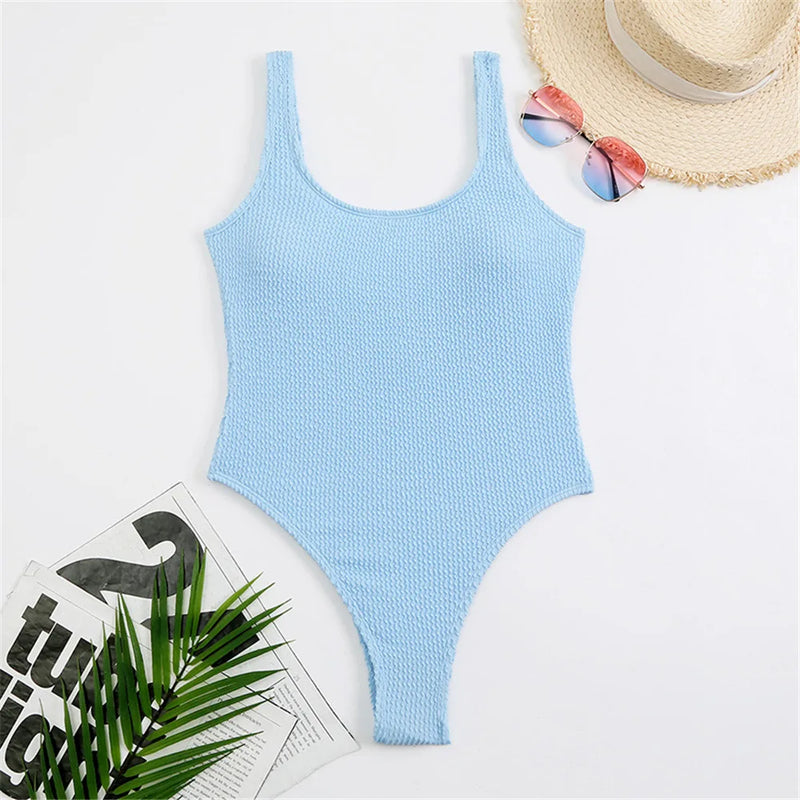 ribbed stretchy one piece swimsuit womens swimwear plain one-piece neon swimsuits