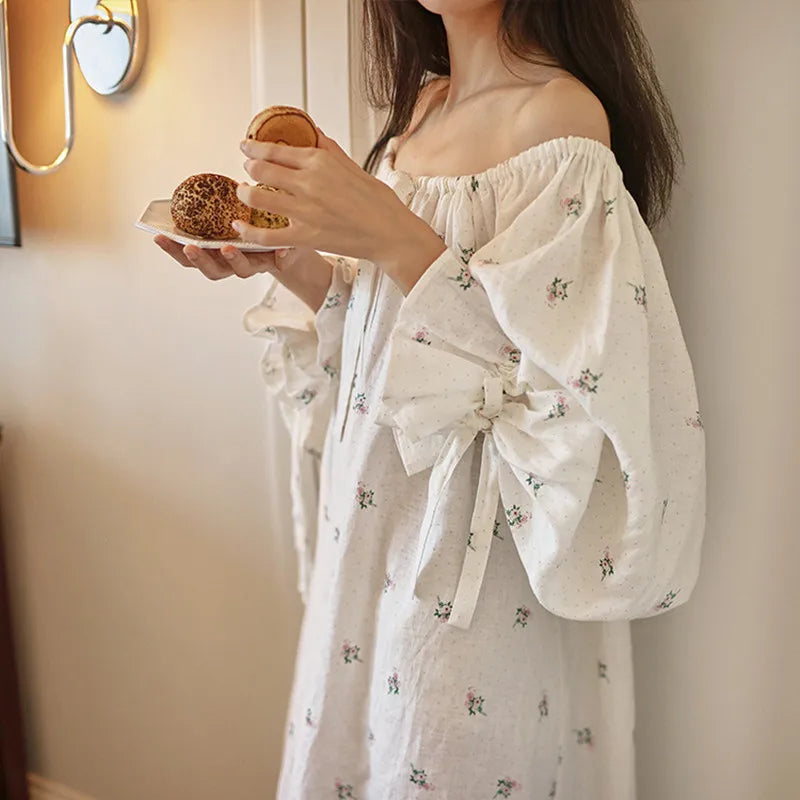 long flowing romantic nightgown floral nightgowns for women french style vintage dress cottagecore summer pajamas