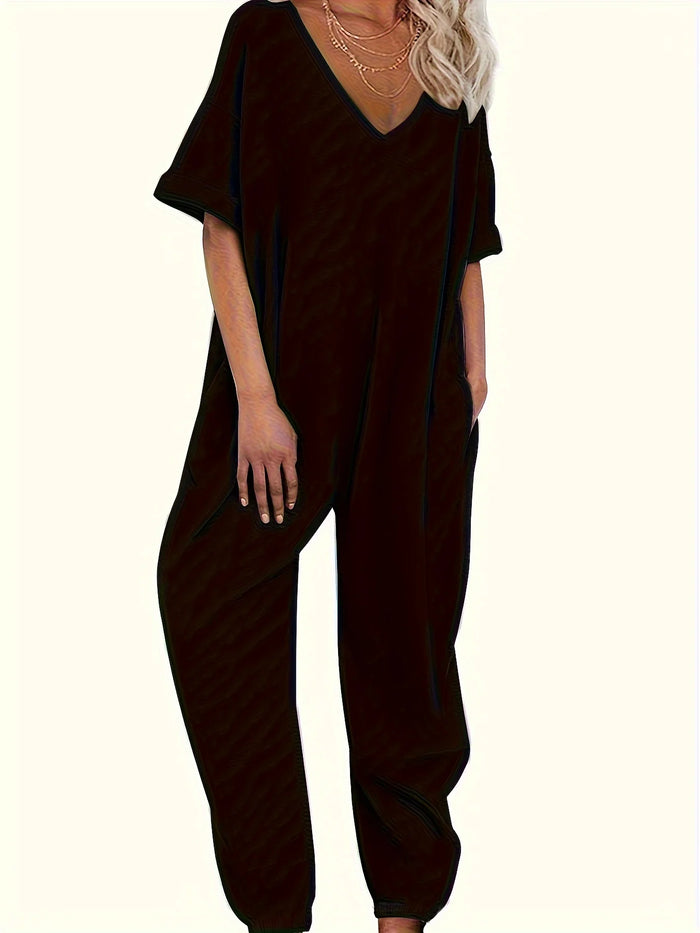 casual jumpsuit womens short sleeved romper loungewear comfy jumpsuits house clothes