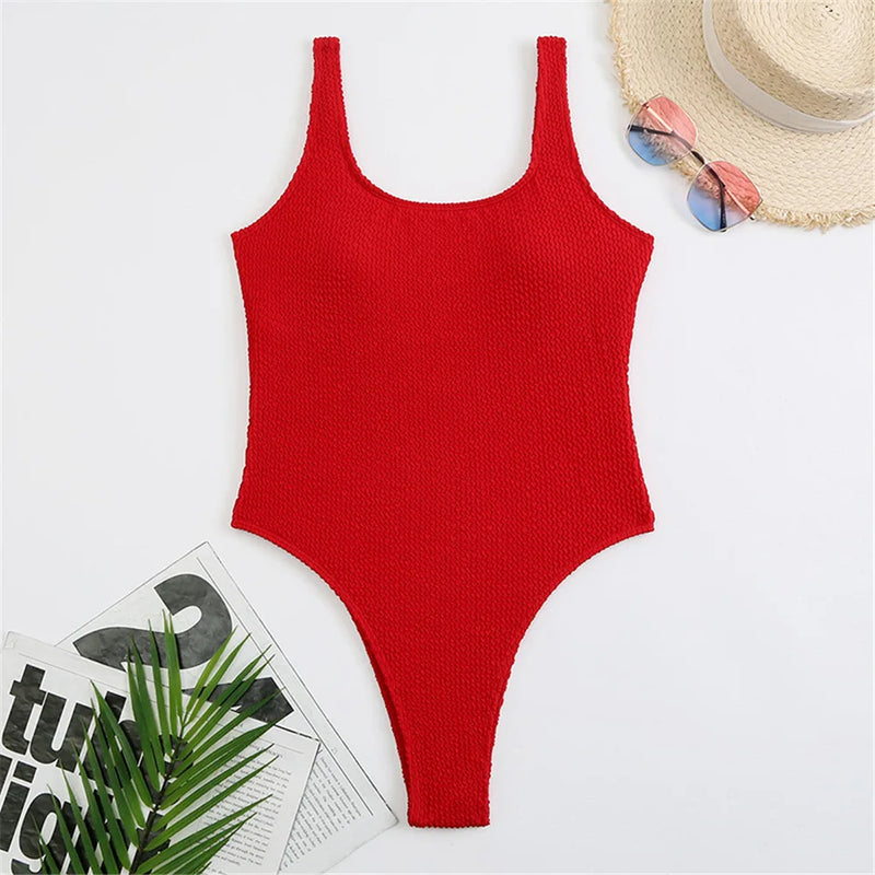 ribbed stretchy one piece swimsuit womens swimwear plain one-piece neon swimsuits