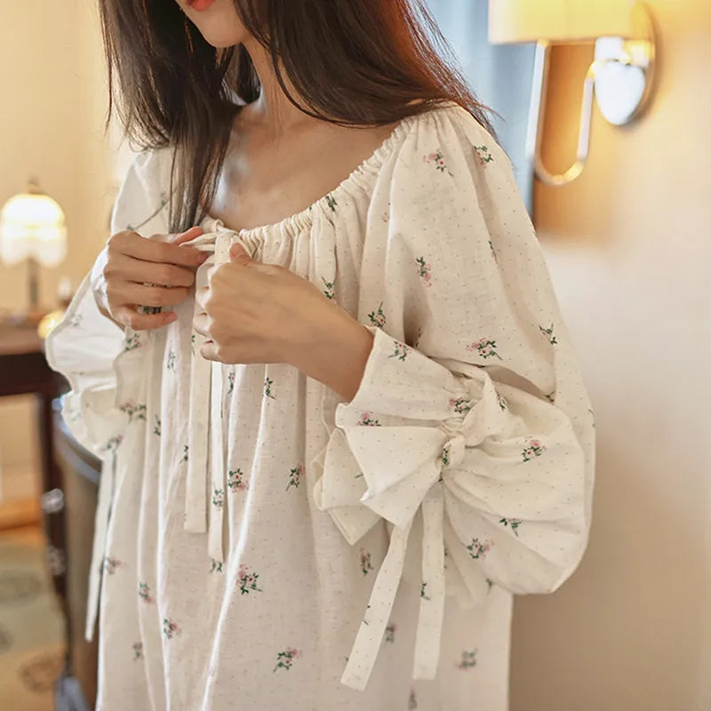 long flowing romantic nightgown floral nightgowns for women french style vintage dress cottagecore summer pajamas