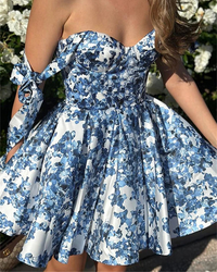 summer mini dress floral print dresses for women short summer dress wide skirt corset top dress with bows
