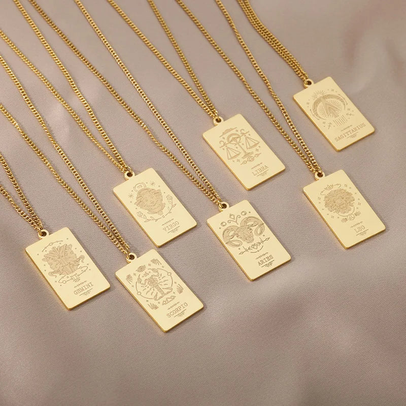 gold silver zodiac necklaces for women zodiac sign pendants gold and silver flat pendants witch jewelry star sign necklaces