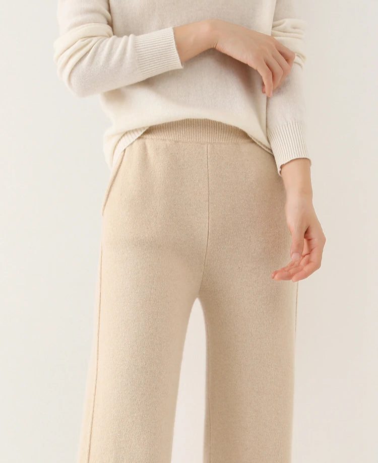 cashmere pants women's knit loungewear wool trousers for women winter pants