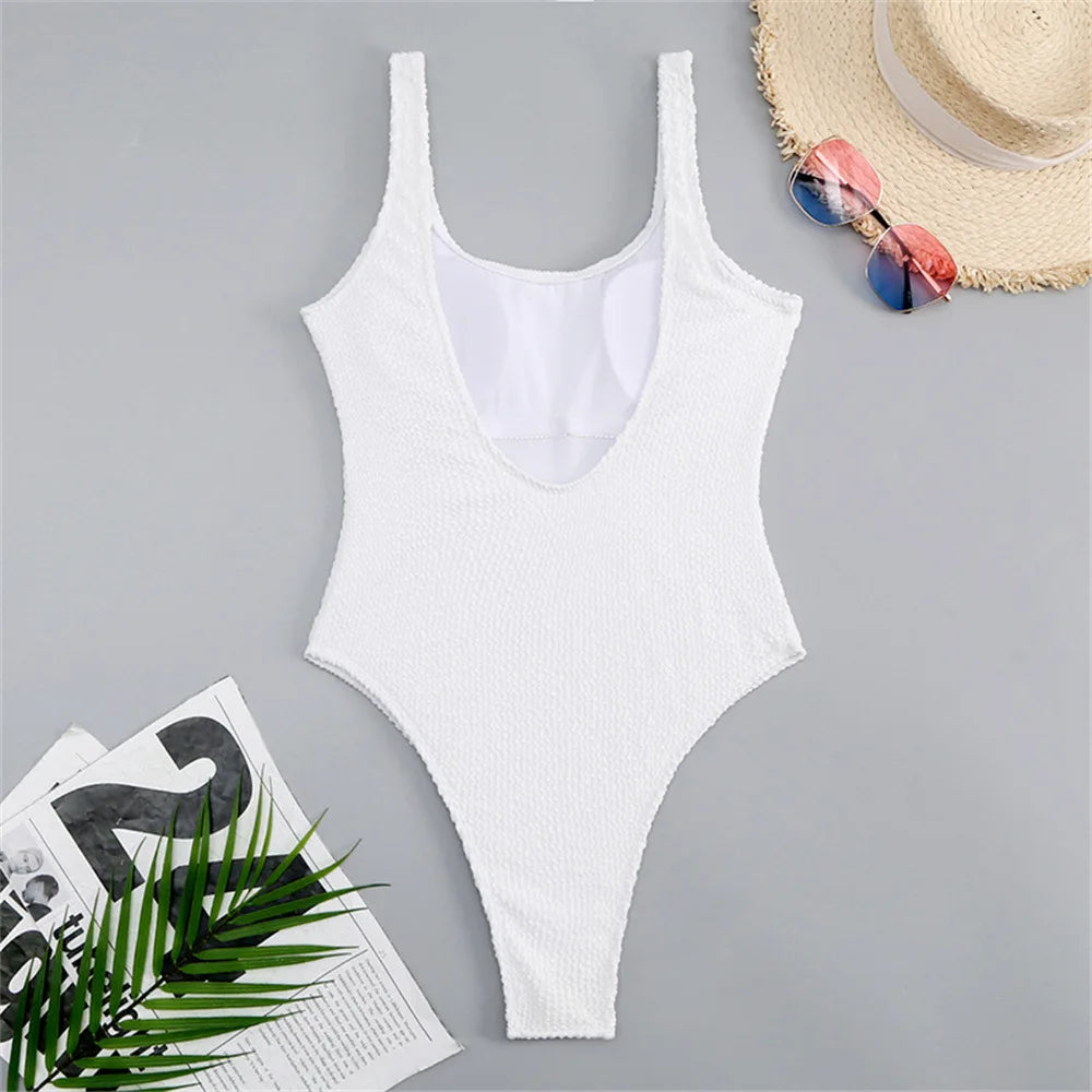 ribbed stretchy one piece swimsuit womens swimwear plain one-piece neon swimsuits