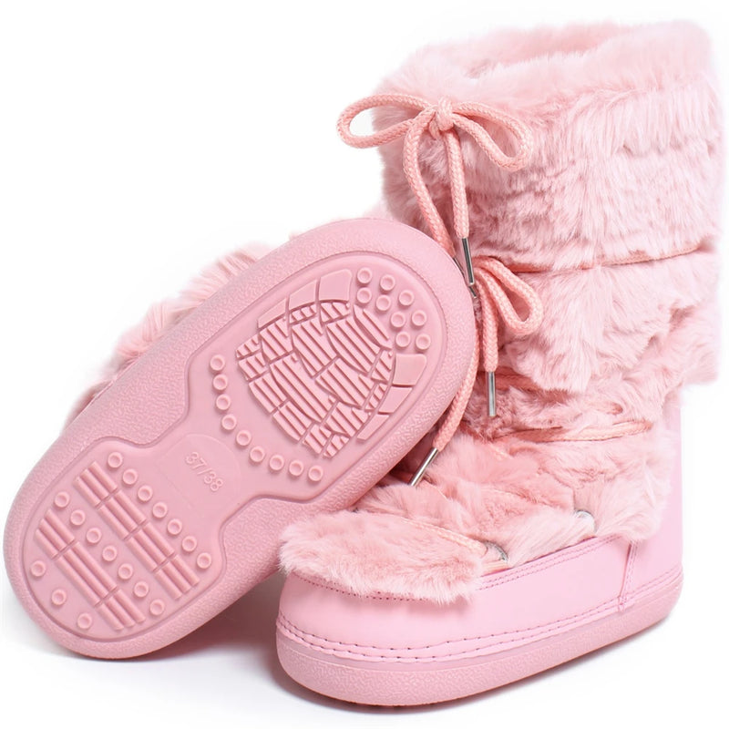 yeti winter faux fur snow boots for women furry boots high fuzzy stylish snow boots