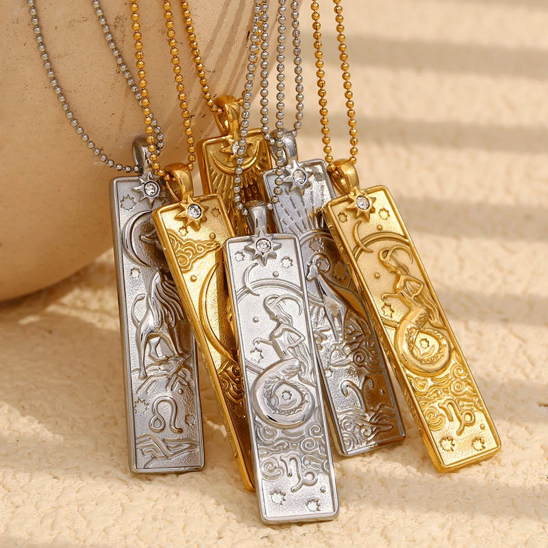 silver gold zodiac pendant necklaces zodiac women's jewelry constellation necklace skinny pendants star sign necklace