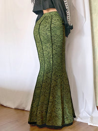 long green victorian trumpet skirt womens mermaid skirts floor length skirt for women fancy skirt