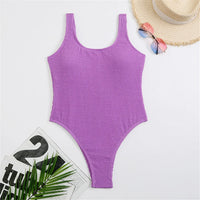 ribbed stretchy one piece swimsuit womens swimwear plain one-piece neon swimsuits