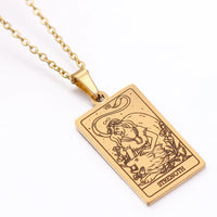 gold tarot card necklace witch jewelry for women tarot deck pendants gold metaphysical necklaces