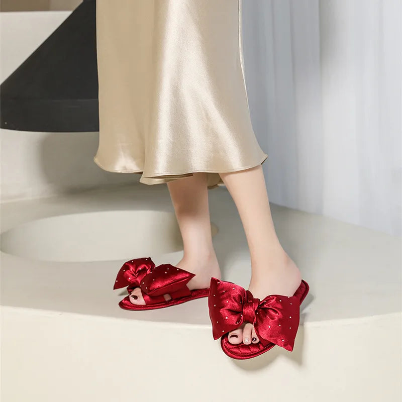 Satin Bow Slippers