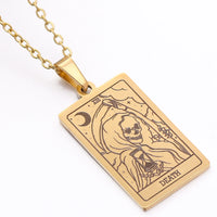 gold tarot card necklace witch jewelry for women tarot deck pendants gold metaphysical necklaces