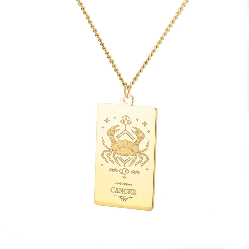 gold cancer zodiac necklaces for women zodiac sign pendants gold and silver flat pendants witch jewelry star sign necklaces