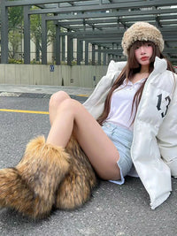 sasquatch faux fur boots for women winter furry yeti boots