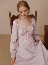 romantic long nightgown for women satin nightgowns vintage french dress victorian flowing summer dresses for women