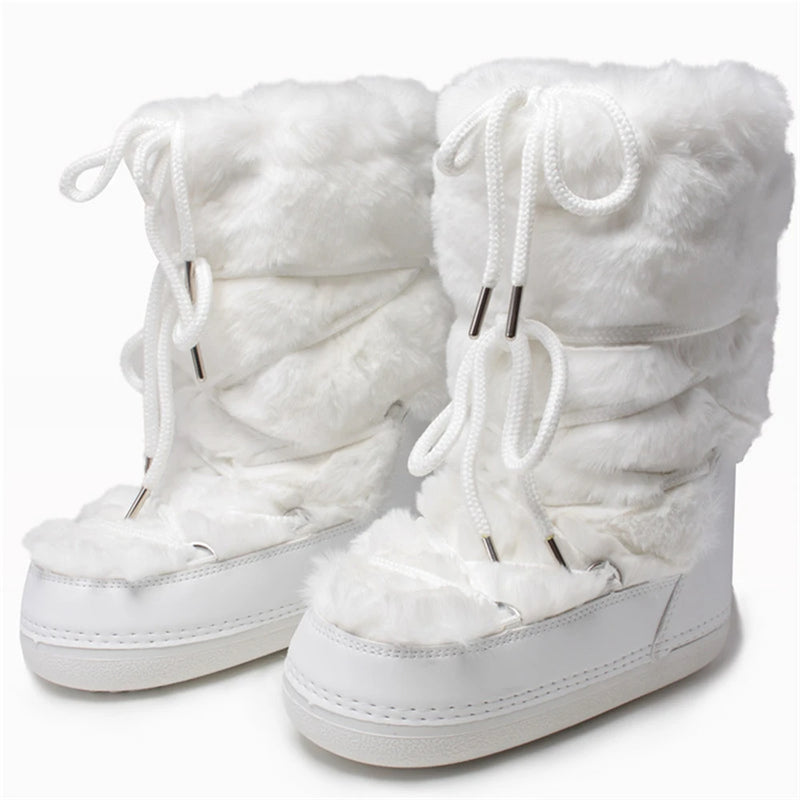 yeti winter white faux fur snow boots for women furry boots high snow boots