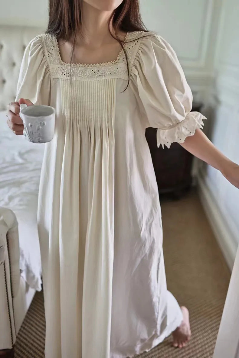 long romantic nightgown for women puff sleeved cottagecore dresses summer nightie pajamas parisian dress