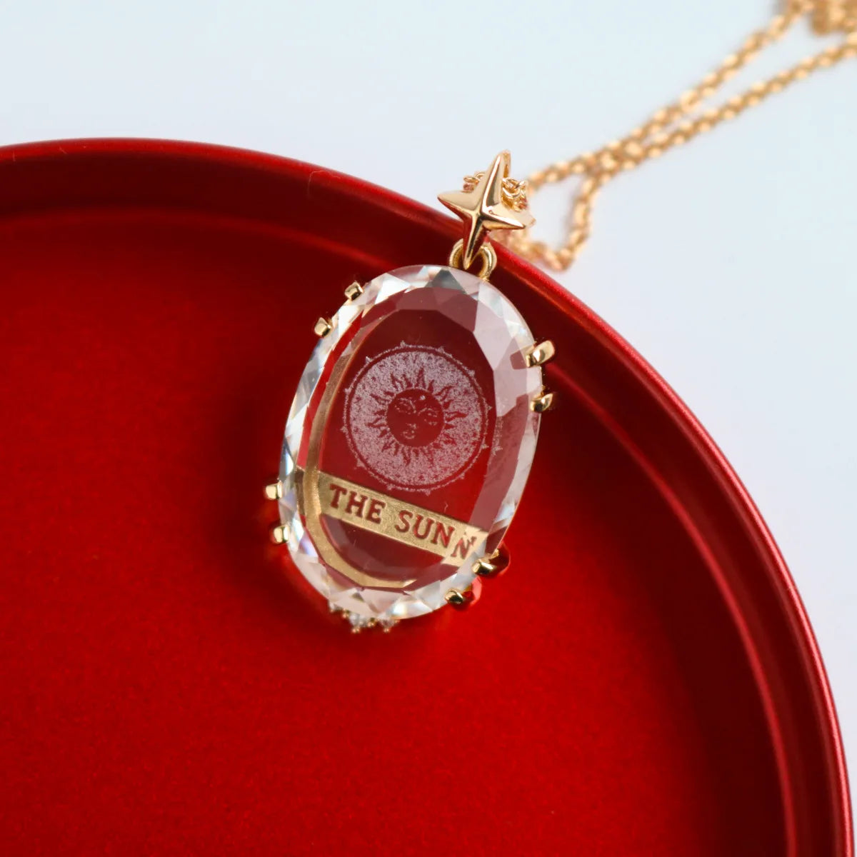 clear crystal women's gold necklaces sun and moon necklace crystal jewelry manifesting gold pendant jewelry