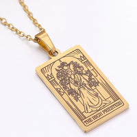 gold tarot card necklace witch jewelry for women tarot deck pendants gold metaphysical necklaces