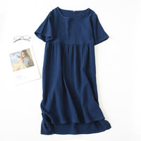 short sleeved women's cotton summer dress short nightgown sleep shirt house dress cotton crepe dresses